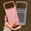 Candy Color Card Slot Bag Holder Phone Case For iPhone 17 16 15 14 13 12 11Pro Max Air Wrist Strap Shockproof Cover With Lanyard