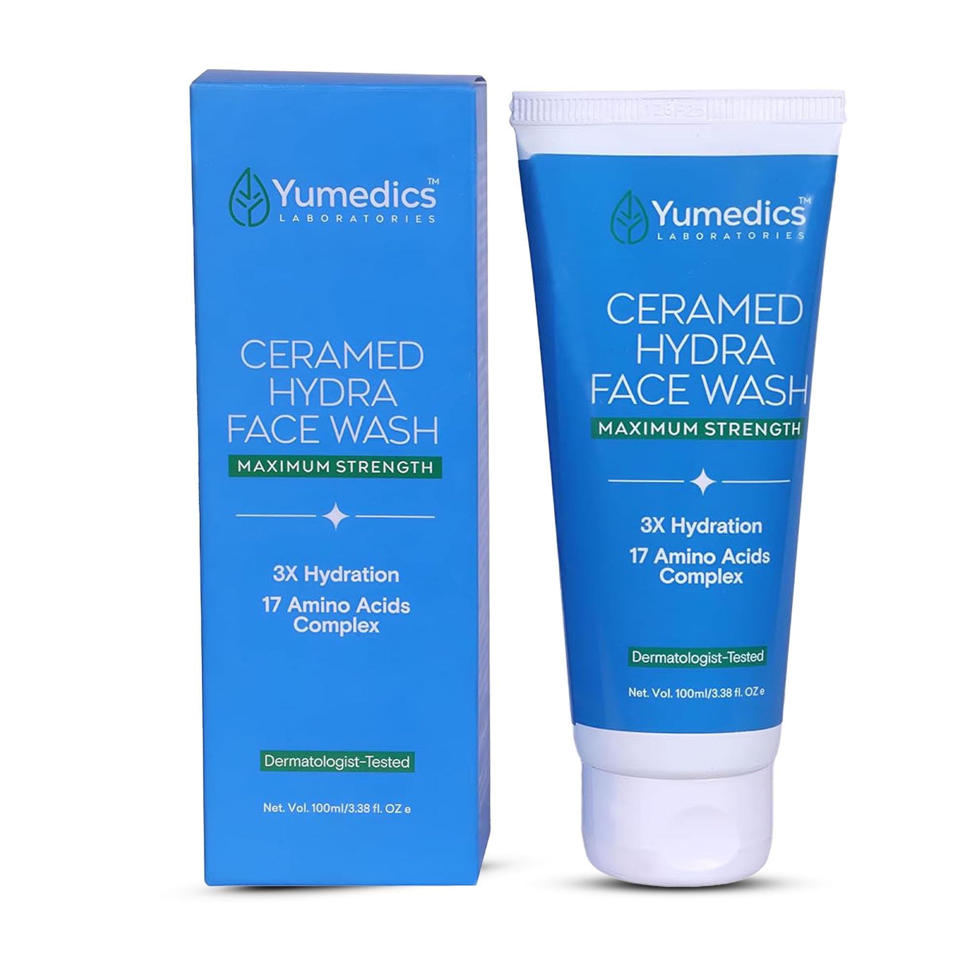 Yumedics Ceramed Hydra Face Wash for Men & Women - 100ml Gentle Gel Cleanser with Ceramides, Niacinamide, Hyaluronic Acid| Unscented Face Wash, Sui
