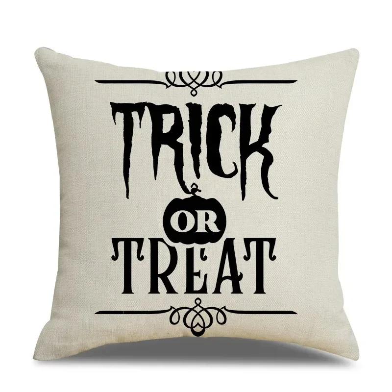 45x45cm Halloween Pillowcase Single Linen Pillowcase Waist Pillowcase for Living Room Sofa Car Home Decor