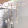 Water droplet shaped long natural pearl earrings make you look slimmer, willow leaf zircon elegant temperament, water droplet shaped pearl earrings