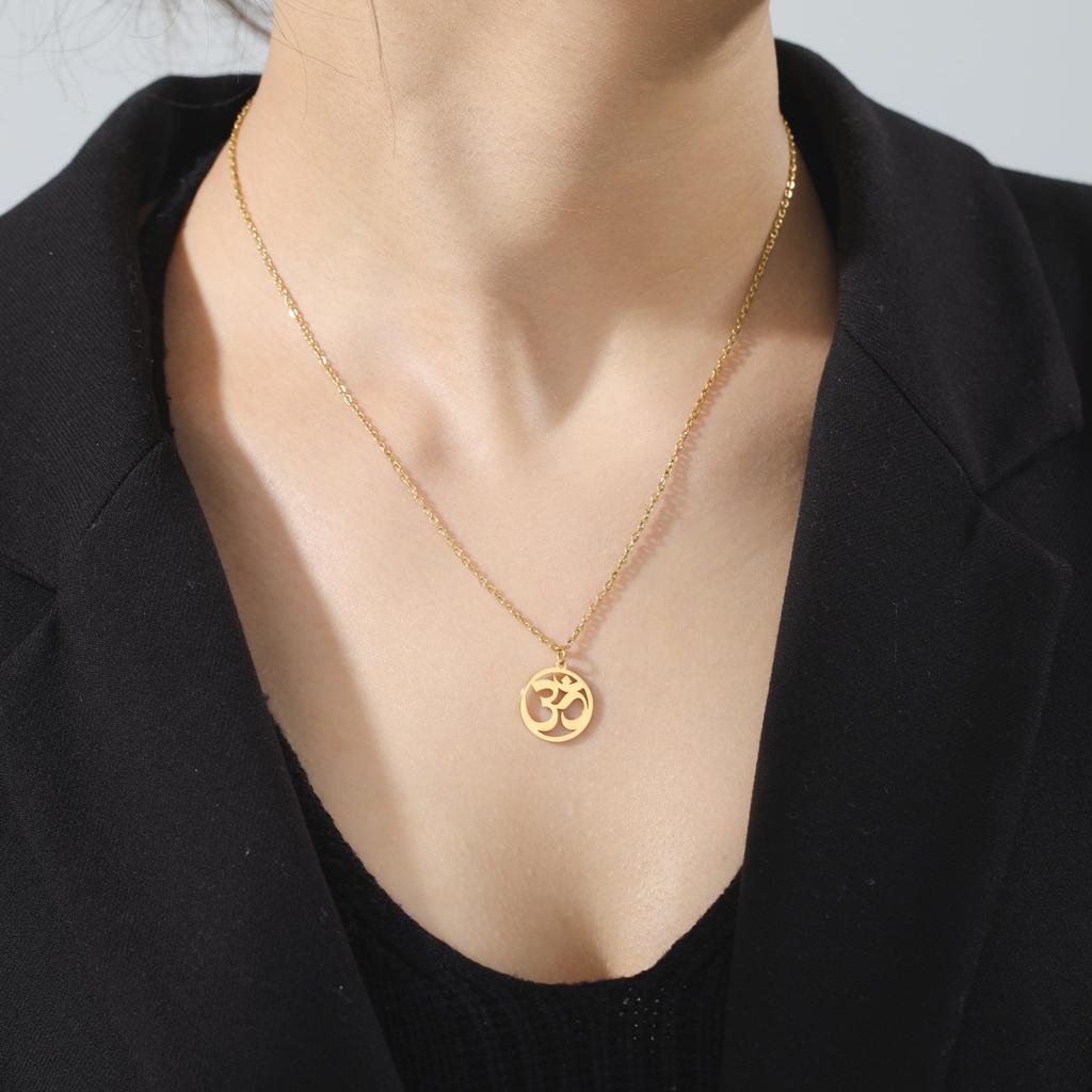 Dawapara Indien Tamil Om Symbol mit Dreizack Anhänger Edelstahl Halskette Om Shiva Symbol Yoga Vintage Talisman Schmuck