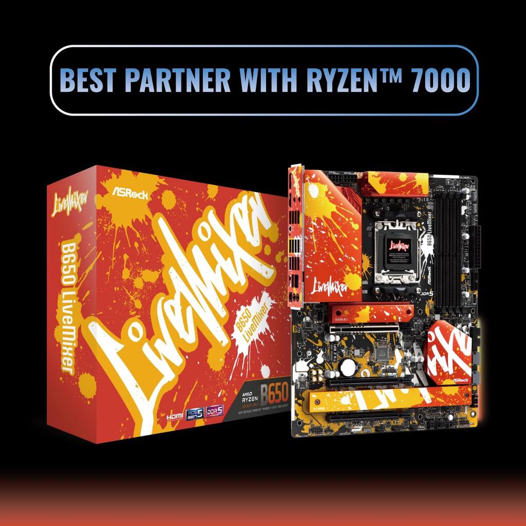 Asrock Motherboard B650 LiveMixer Compatible with AMD Ryzen 7000 Series CPU B650E ATX Motherboard Authorized Distributor (Soket AM5) [Domestic