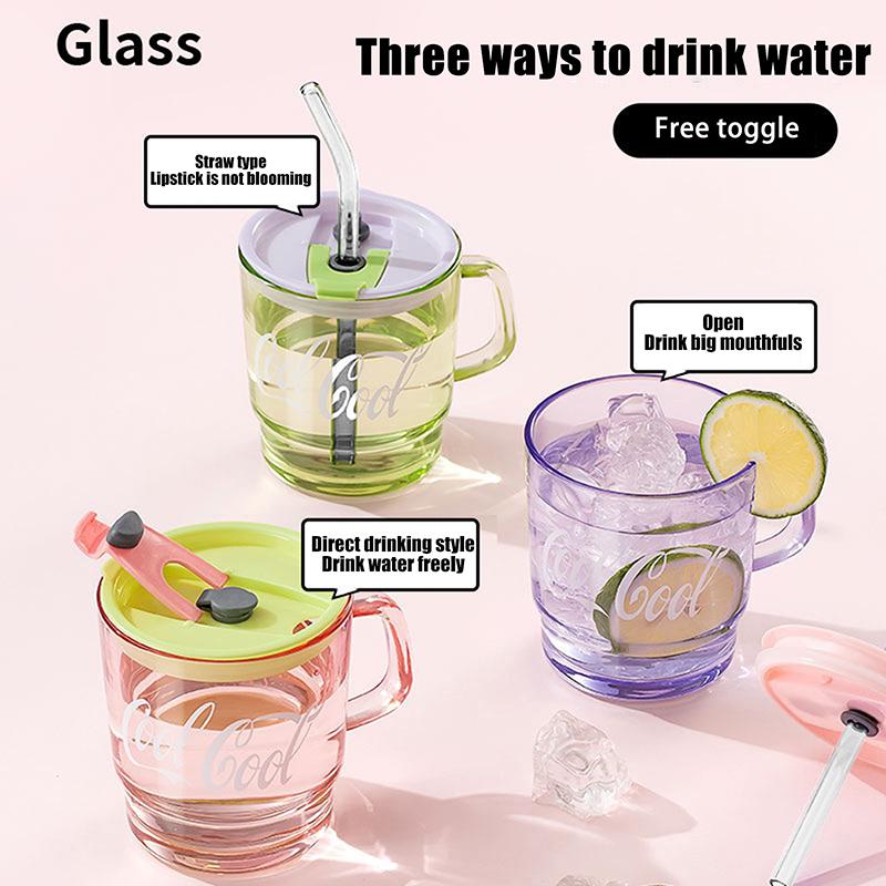 Hoher Erscheinungsgrad Doppelwandiges Trinkglas Henkel Strohhalmbecher Büro Trinkbecher Frühstück Milchbecher