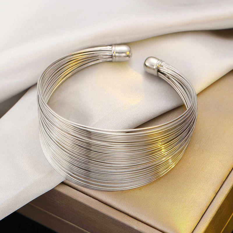 Fashion Exotic Multi-Layer Metallic Yarn Bracelet Fashion Sense Metallic Golden Open-End Multi-Circle Ol Wide Bracelet