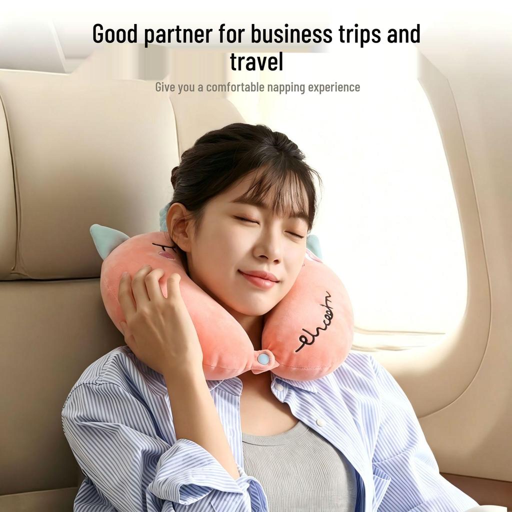 Cartoon Soft U-Shaped Neck Pillow - Portable Nap Pillow for Car, Office, or Travel