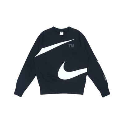 Nike Swoosh Logo Print Knit Crew Neck Sweater Men Sweatshirt Black DD6097-010