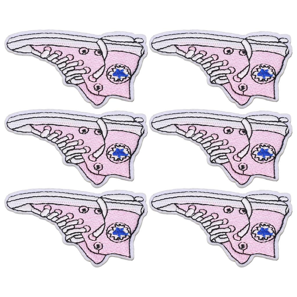 6pcs Patches Shoe Pattern DIY Making Cotton Material Removable 4.3x7.1cm 1.7x2.8in Embroidered Patch for Household