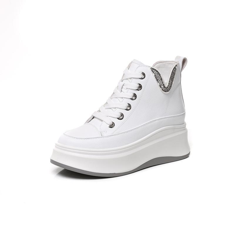 8556 White Shoes Women's 2025 Autumn New High-top Sports and Leisure Shoes Board Shoes Fashion Versatile Women's Shoes Genuine
