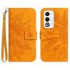 For Oppo A5 5G Case Sunflower Imprint Leather Wallet Phone Cover with Wrist Strap