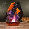 Fire-Breathing Dragon & Castle Epoxy Resin Night Light, Medieval Attack Scene Diorama with LED, Fantasy Art Sculpture Desk Lamp