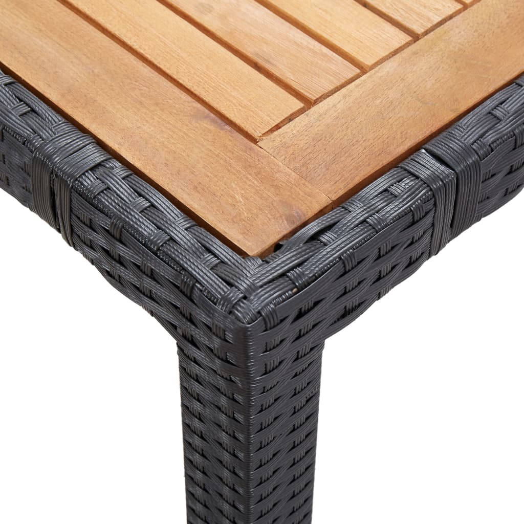 5 Piece Garden Dining Set with Cushions Poly Rattan Black