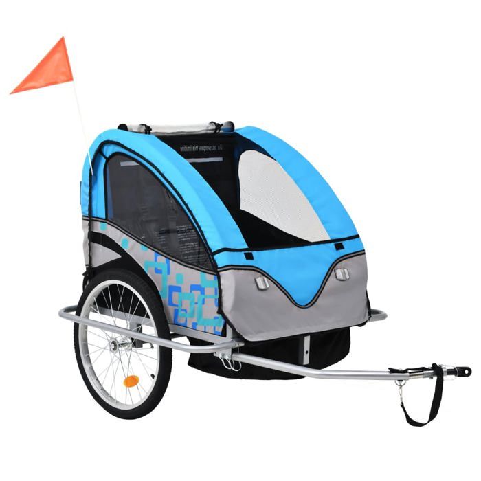 VidaXL 2-in-1 Bike Trailer and Stroller, Bicycle Cart with Seat, Bicycle Trailer, Transport Cart, Blue 91377