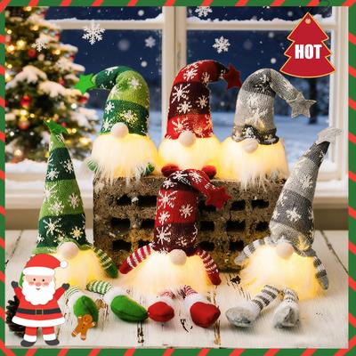 Nouvelle poupée tricotée flocon de neige lumineuse de Noël avec pile - Décor Gnome, Lampe d'ambiance, Alimentation longue durée, Noël des enfants