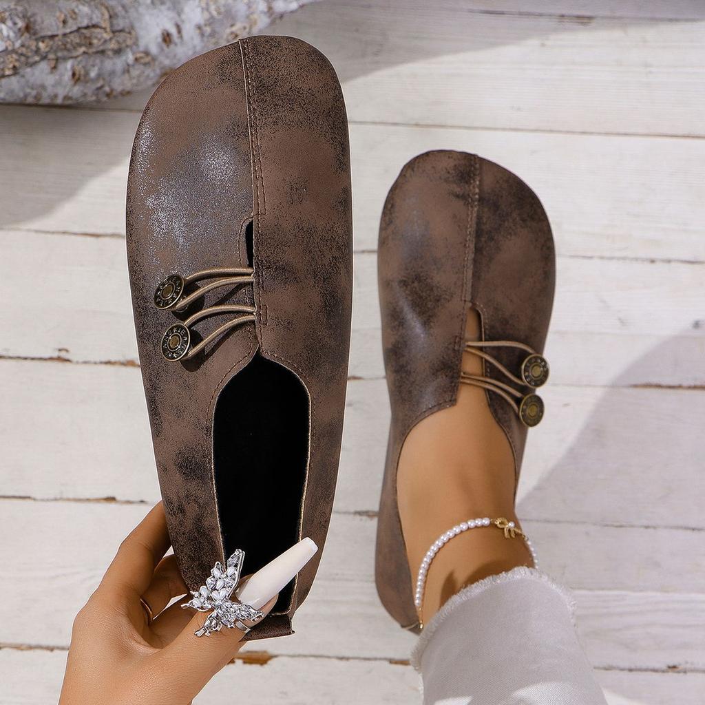 Large Size Flat-bottomed Casual Single Shoes, European, American Spring and Autumn New Flat-bottomed Round Head Shallow Mouth Doudou Single Shoes