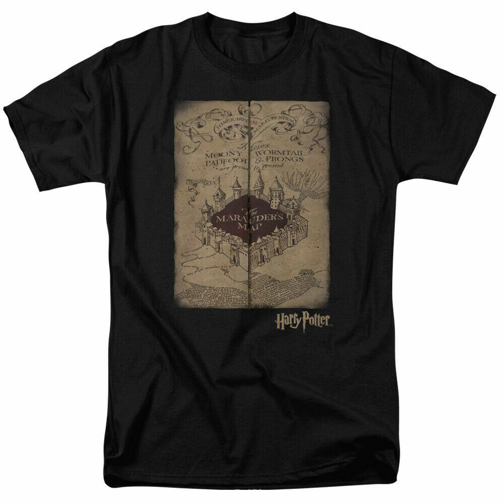 

Harry Potter Marauders Map T Shirt Mens Licensed Wizard Movie Tee Hogwarts Black XL