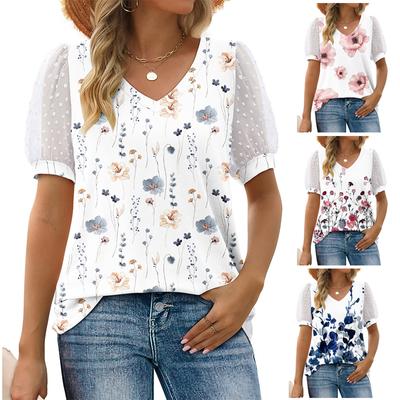 Ladies Summer Short Sleeve T Shirt Tops Womens Plain Lace Blouse Tee