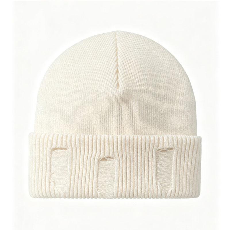 Korean-style Internet-celebrity Chic Ripped Vintage Jacquard Knit Beaniefashionable Versatile and Warm for Fall and Winter
