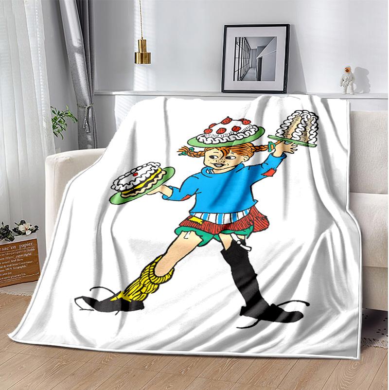 Pippi Coperta di Flanella Morbida Calda Coperta per Tutte le Stagioni, Design per Campeggio, Viaggio in Auto, Escursionismo Divano, Letto, Ufficio Regalo Perfetto per Feste