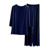 Damen Sommer Locker Und Bequem Dreiviertelärmel T-Shirt Gerade Bein Hose Übergröße Pyjama Set