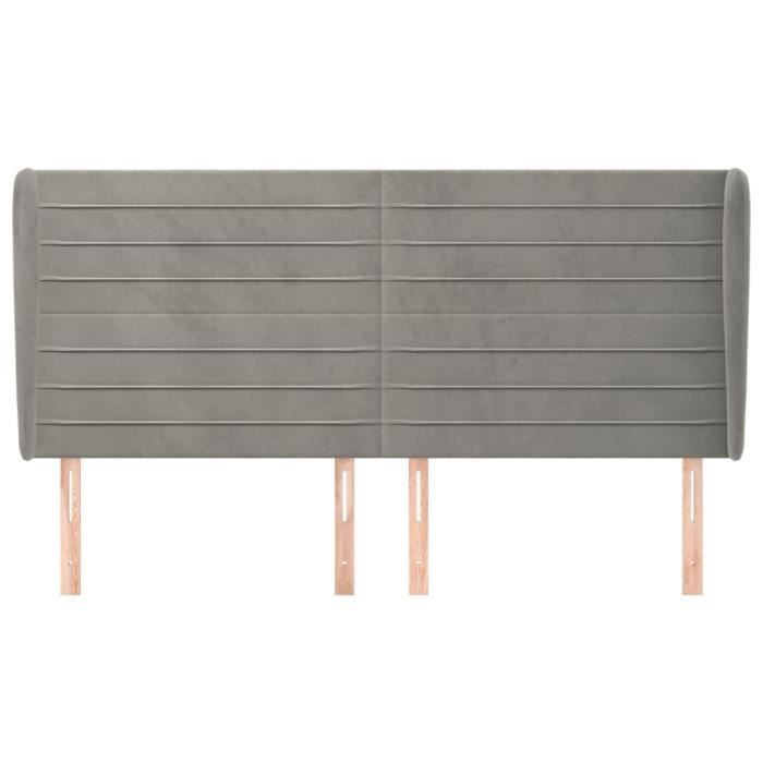 VidaXL Tête de lit avec oreilles Gris clair 203x23x118-128 cm Velours3118162