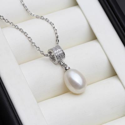 Trend Freshwater Natural Pearl Necklace Pendant For Women,Real 925 Sterling Silver Pearl Pendant Necklace Wife Engagement Gift