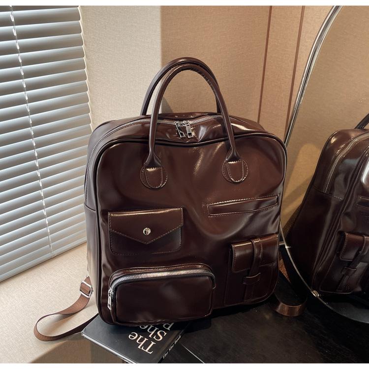 

Ретро Студенческий Рюкзак Весна 2025: Дорожная и школьная сумка большой вместимости для женщин и мужчин кофейный