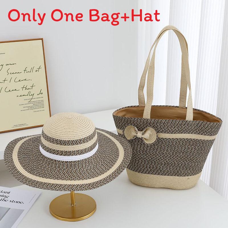 Straw Hat And Bag Set With Sun Protection For Outdoor Travel Casual Summer Adults