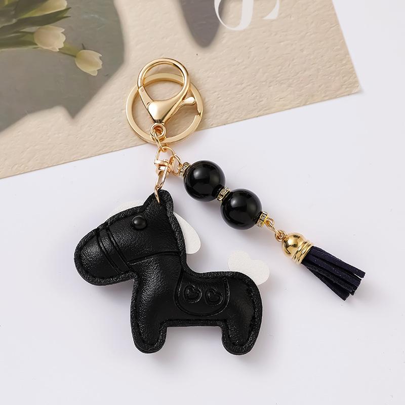 Cute Pony Keychain Creative Cartoon Leather Animal Pendant Keyring  Trendy Bag Charm Handbag Hanging Decoration Gifts