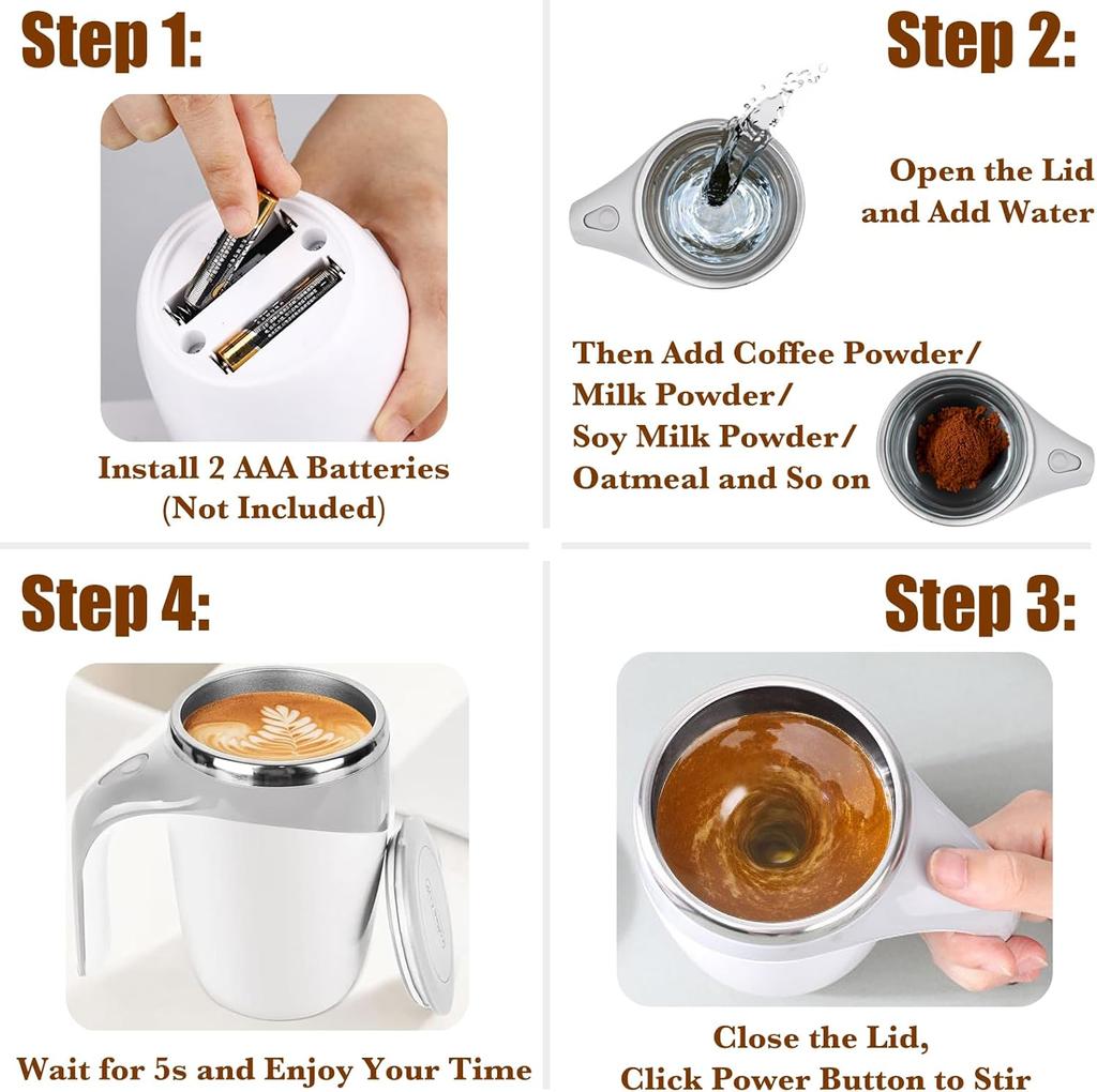 Self Stirring Mug with Lid Electric High Speed Mixing Cup Automatic Magnetic Cups for Coffee Milk Protein Powder At Home Office