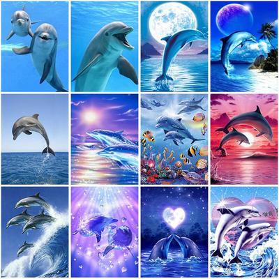 5D deimantų piešimas Delfinas Visiškai apvalus deimantinis siuvinėjimas Gyvūnai Nuotraukos Kalnų krištolas Mozaikinis siuvinėjimas kryželiu rankų darbo dovana