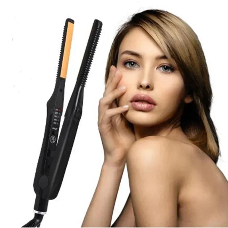 Piastra per Capelli e Arricciacapelli Mini 2-in-1 Professionale in Ceramica Piastra Piatta Corta per Donne e Uomini Raddrizzacapelli per Barba