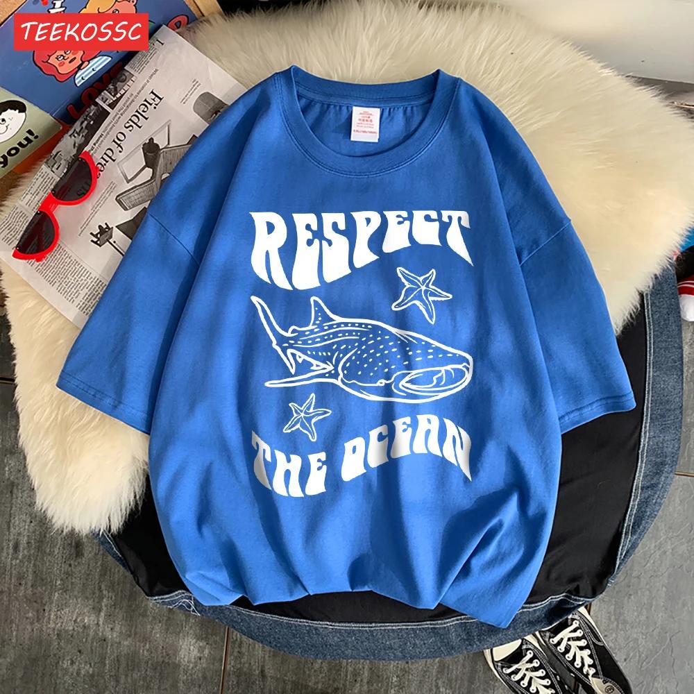 100% Cotton Fashion Respect Marine Conservation Whale Print Man T-shirt Suitable Oversized T-shirt Casual Soft T-shirt Pleasant
