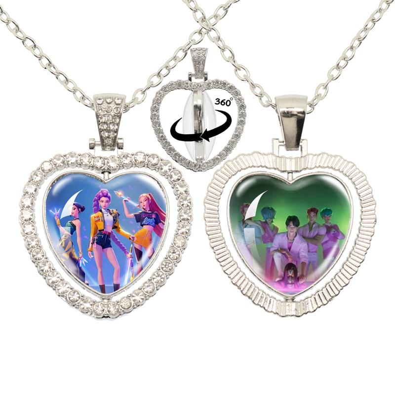 Kpop Dämon Charakter Halskette Herzform Huntri Kpop Anhänger Idol Halskette Fans Geschenk KPop Krieger Armband Anime Schmuck Geschenke
