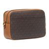 Michael Kors Bryant Signature Logo Print Faux Leather Crossbody Shoulder Bag Medium Women's Dark Brown and Acorn Brown