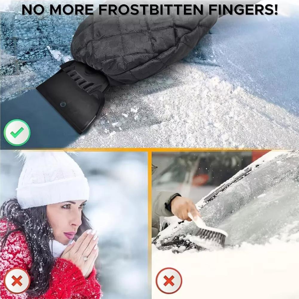 1Set Car Windshield Ice Scraper Waterproof Gloves Auto Snow Defroster Warm Gloves With Shovel Brush Cleaning Snow Removal Tools