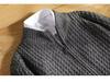 Men's Thickened Wool Knit Cardigan with Stand Collar Zipper Sweater