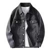 Men's Retro Hong Kong Style Washed Denim Jacket - Casual Spring/Autumn Versatile Pique Top