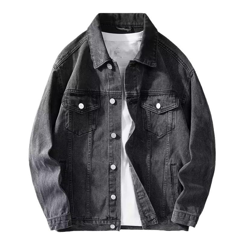Men's Retro Hong Kong Style Washed Denim Jacket - Casual Spring/Autumn Versatile Pique Top