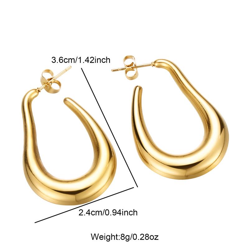 Atoztide Fashion Hollow Bamboo Hoop Earrings for Women Stainless Steel Jewelry Beads Ear Loop Threaded Earrings Mothers Day Gift