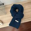 100% Wool Knit Cashmere-Style Scarf: Versatile Solid Color for Men and Women, Korean Winter Fashion