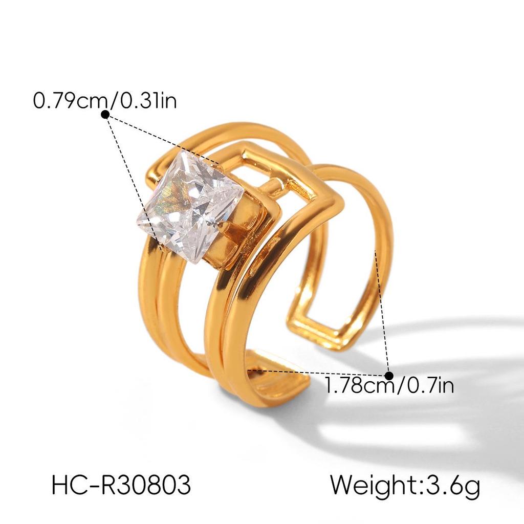 Versatile Zircon Irregular Stainless Steel Ring for Women - European & American Style