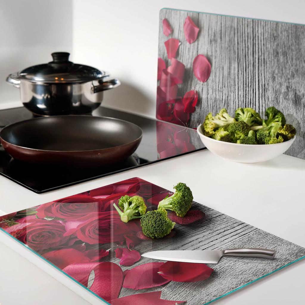Decorative Tempered Glass Chopping Boards Red Roses 2x40x52 cm