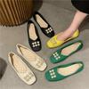Summer Casual Single Shoes Women's Summer New Square Head Pearl Shallow Mouth