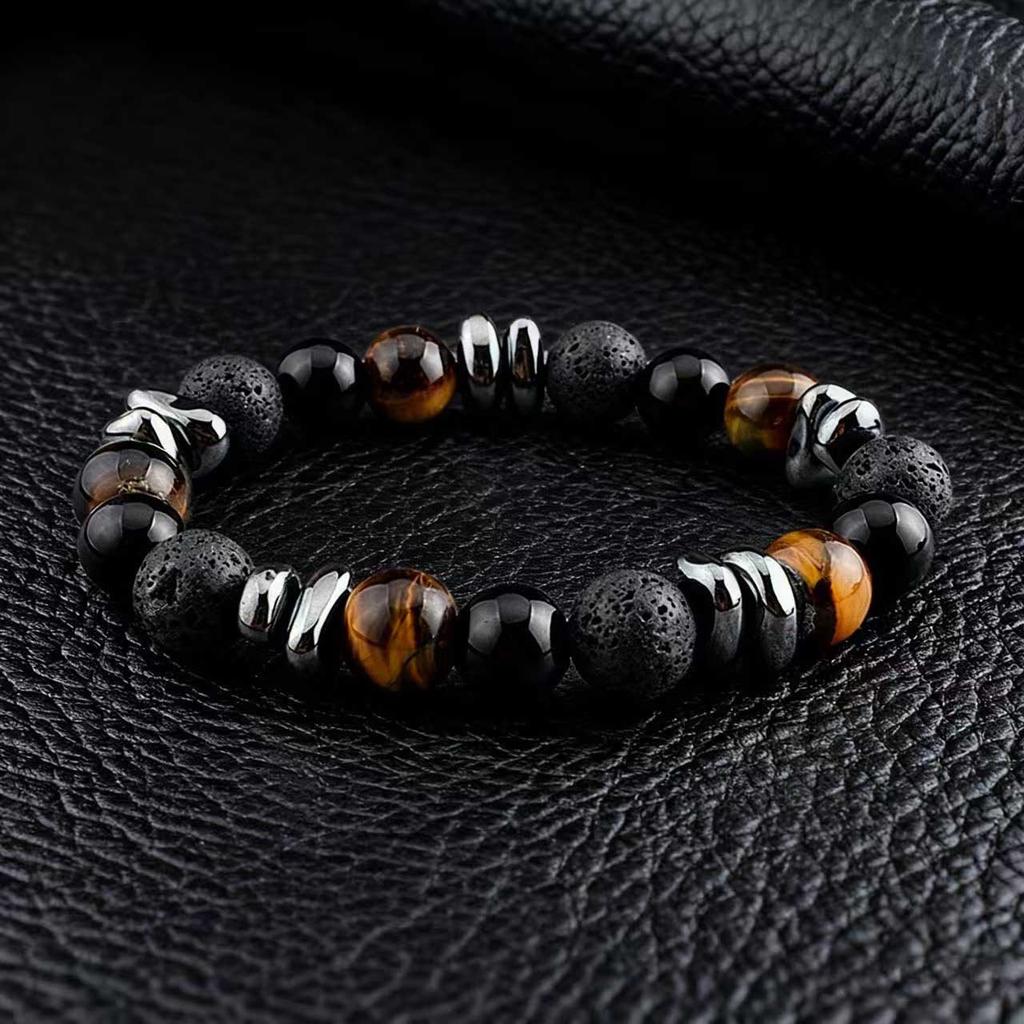 1Pcs Male irregular stone bracelet, striped agate necklace,  accessory, vintage bracelet