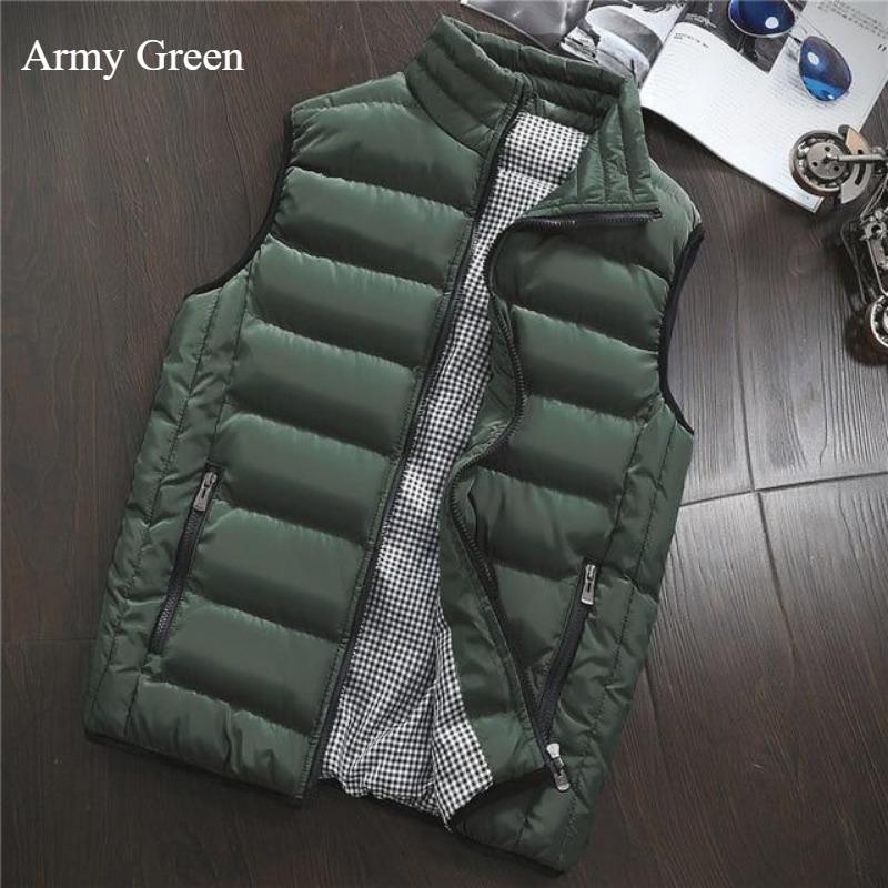 Verdickte warme Herrenweste, modische ärmellose Weste, lässige winddichte wasserdichte Weste für den Winter, einfarbig, All-Match-Jacke
