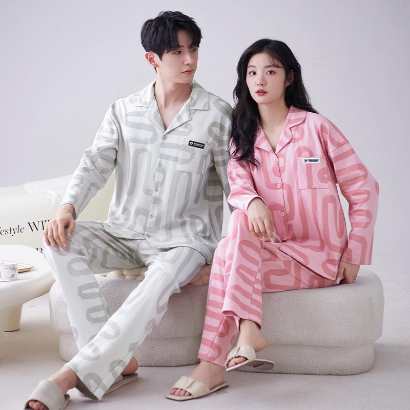 Piżama 7A Antibacterial Jesienno-Zimowa z Czystej Bawełny - Luźny Krój w Stylu Koreańskim dla Mężczyzn i Kobiet, Nadająca się do Noszenia na Zewnątrz