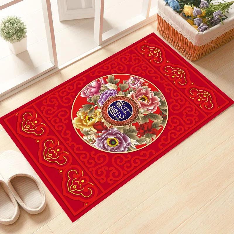 Happy New Year Entrance Floor Mats Entry Door Mats Bedroom Housewarming New Home In And Out of Peace and Joy Washable Carpet