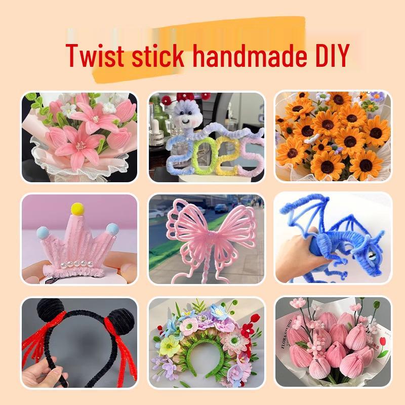DIY Twisty Stick Bouquet Kit: Complete Chenille Stem Set for Children's Weaving