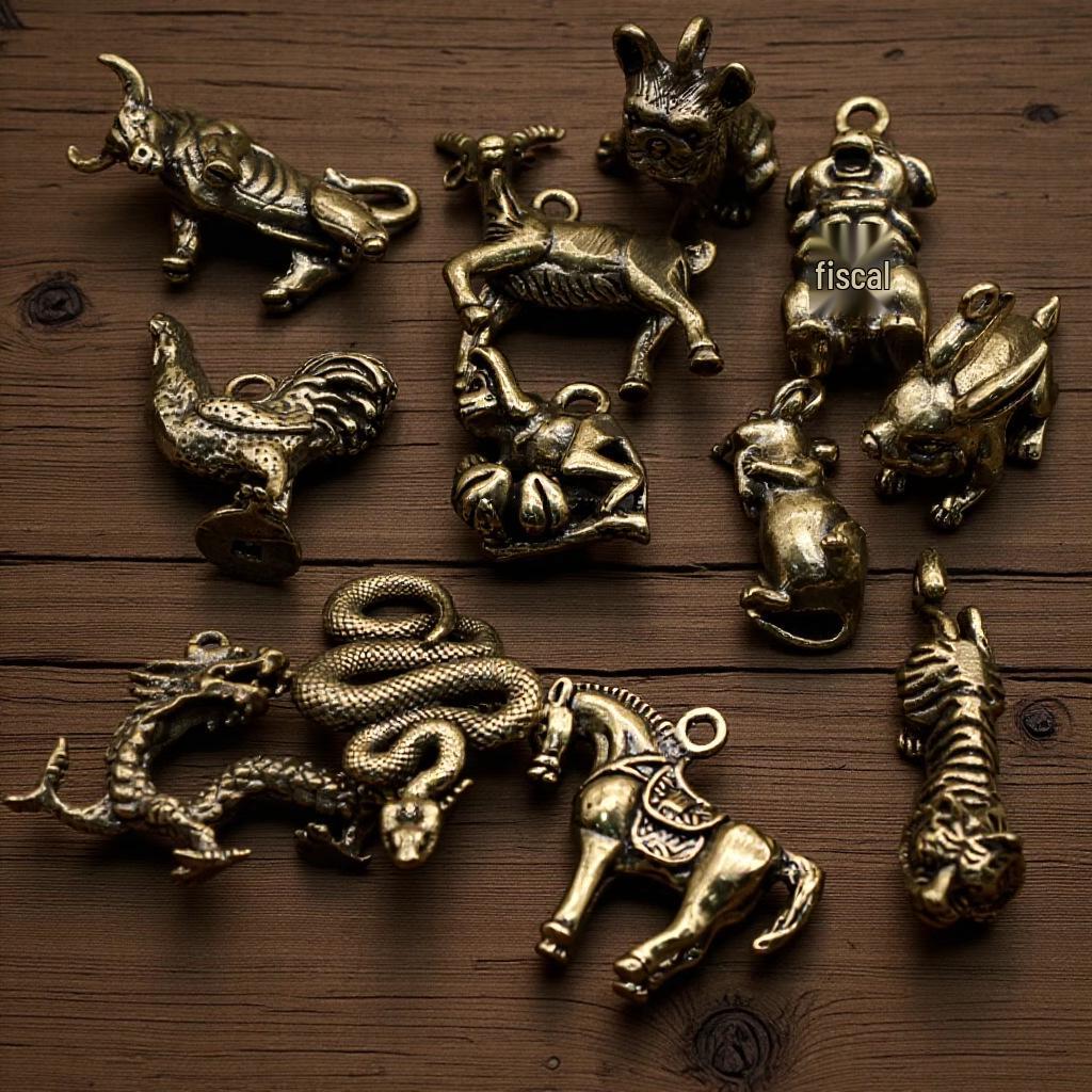 Twelve Zodiac 3D Brass Keychain - Personalized Pendant Accessory