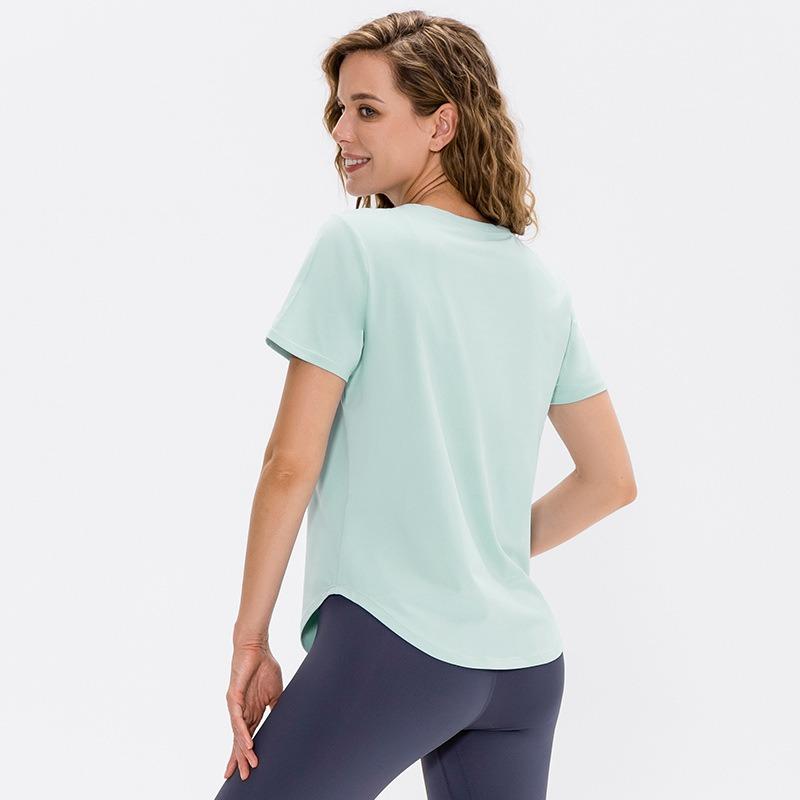 Summer Loose Short Sleeve Yoga T Shirt Women Breathable Running Sports Tees Top Casual T-shirt Elastic Office Lady Fitness Tshirts 24138